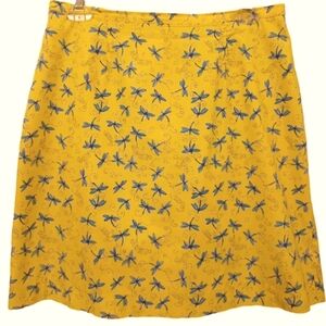 Lilly Pulitzer Yellow & Blue A-Line Dragonfly Skirt in Size 10